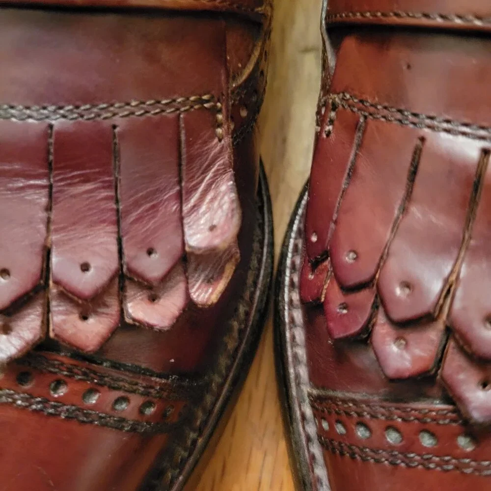 Cole Haan Bragano Brown Italian Leather Loafers‎ Kiltie Fringe Buckle 10D Vibram